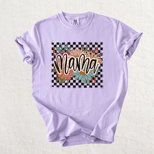 Checkered Floral Mama Graphic Tee