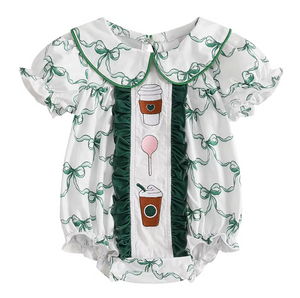 Coffee Smocked Romper RTS